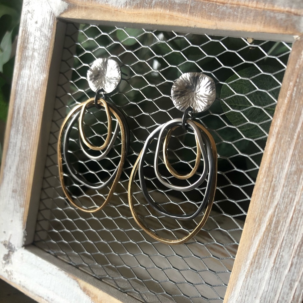 🌙 Mixed Metal Drop Hoops 🌙